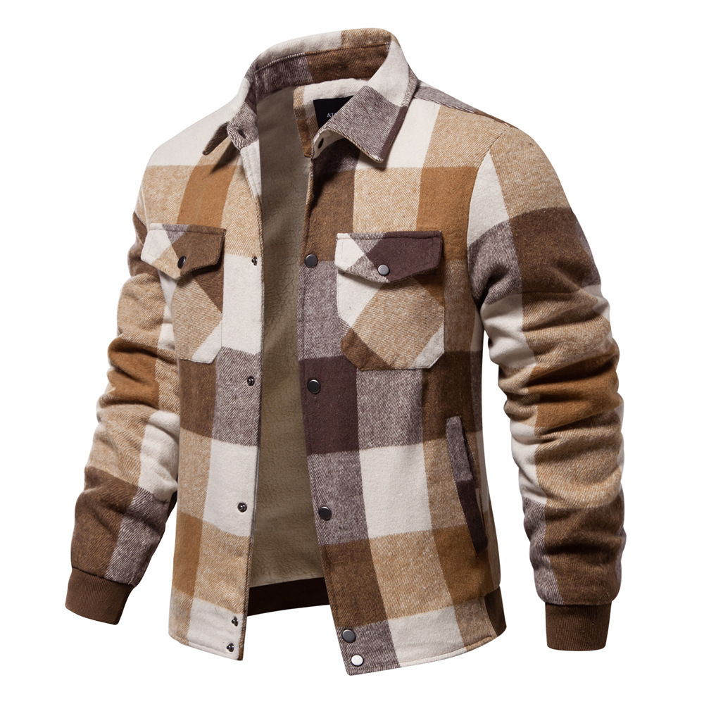 Fall Winter Men Plaid Flannel  - Flannel Shirt Lined recension och pris