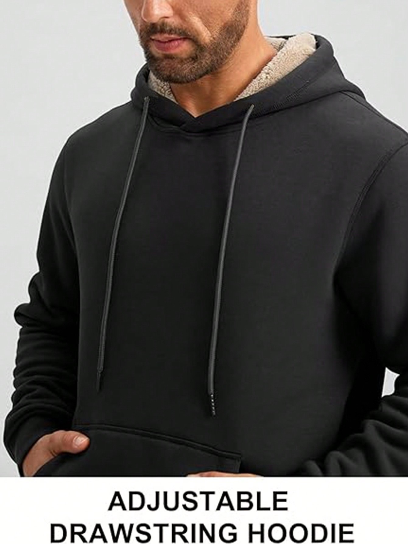 Men's Black Sherpa-Lined Hoodi - Sherpa Hoodie Fleece recension och pris
