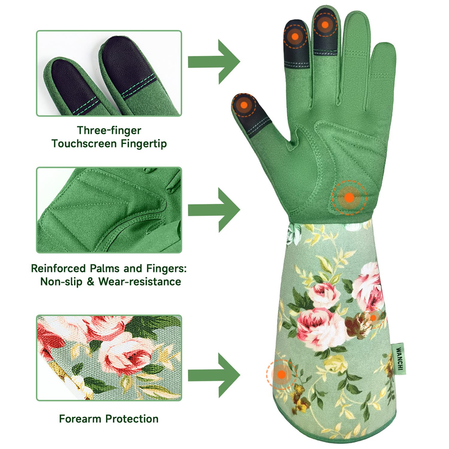 Women's Long Gardening Gloves, - Touch Screen Gloves recension och pris