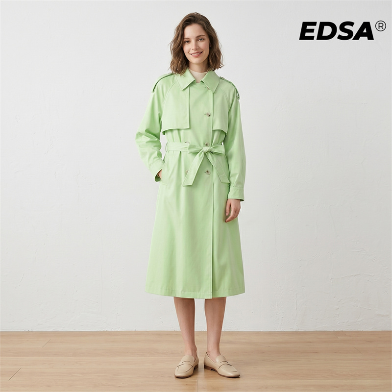 EDSA Women Green Trench Style  - Down Jacket Packable recension och pris