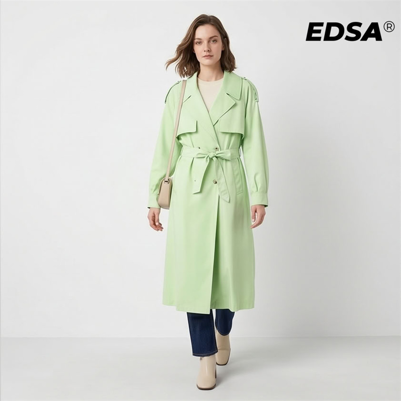 EDSA Women Green Trench Style  - Down Jacket Packable recension och pris