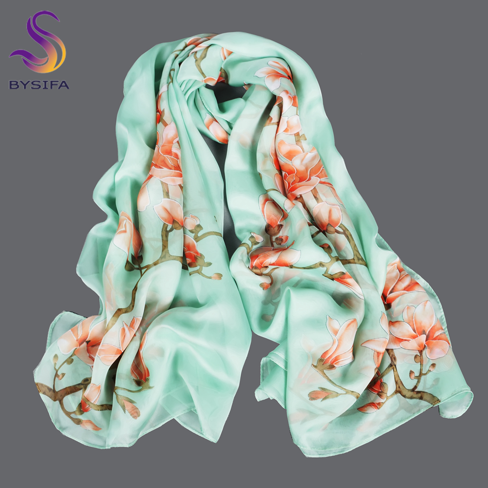 BYSIFA| Light Green Silk Scarf - Shawl Wrap Winter recension och pris