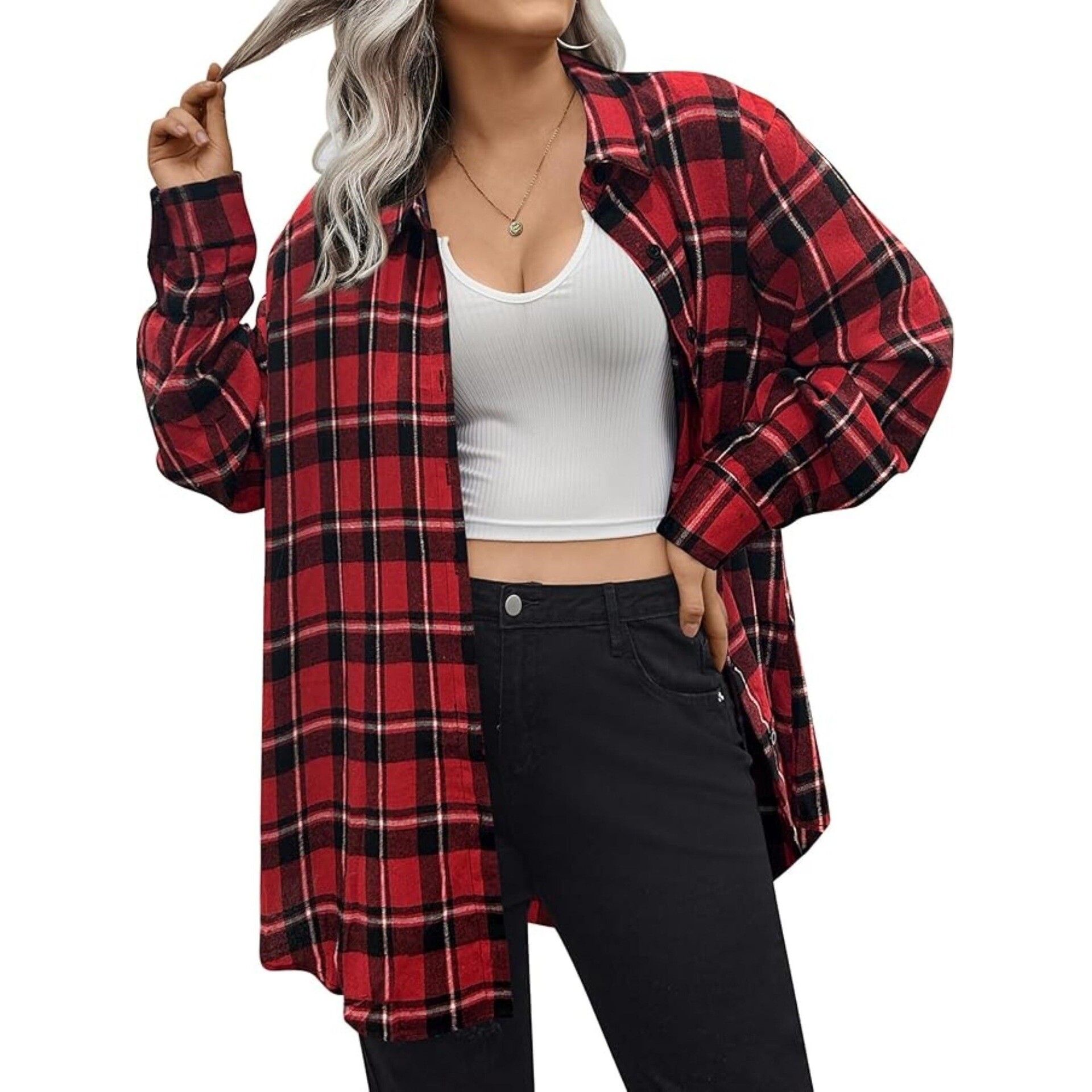 Warm Flannel Plaid Shirt Women - Flannel Shirt Lined recension och pris