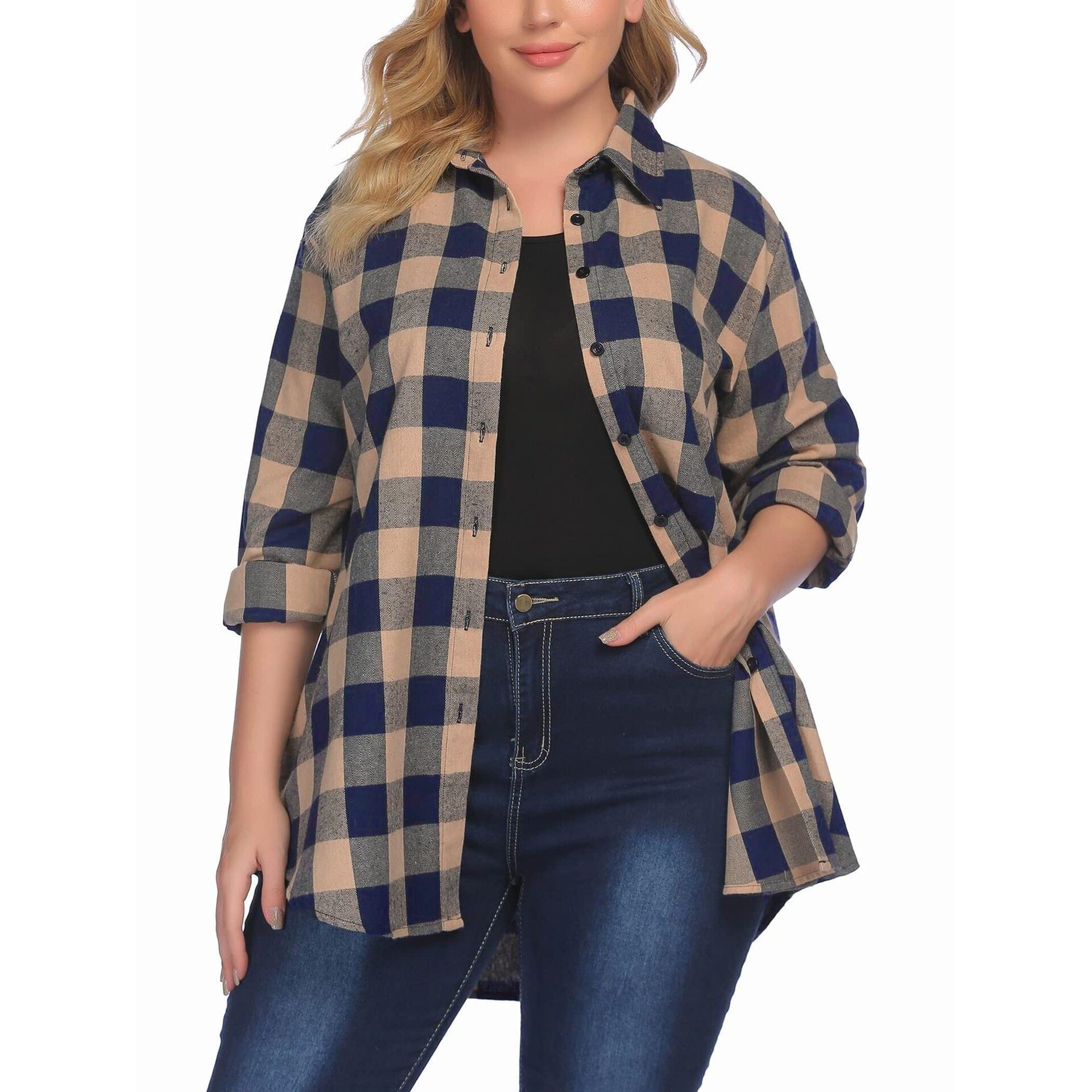 Warm Flannel Plaid Shirt Women - Flannel Shirt Lined recension och pris