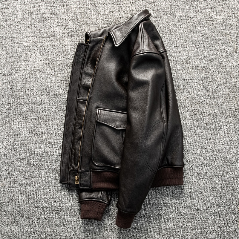 Dark Brown Winter Leather Jack - Down Jacket Packable recension och pris