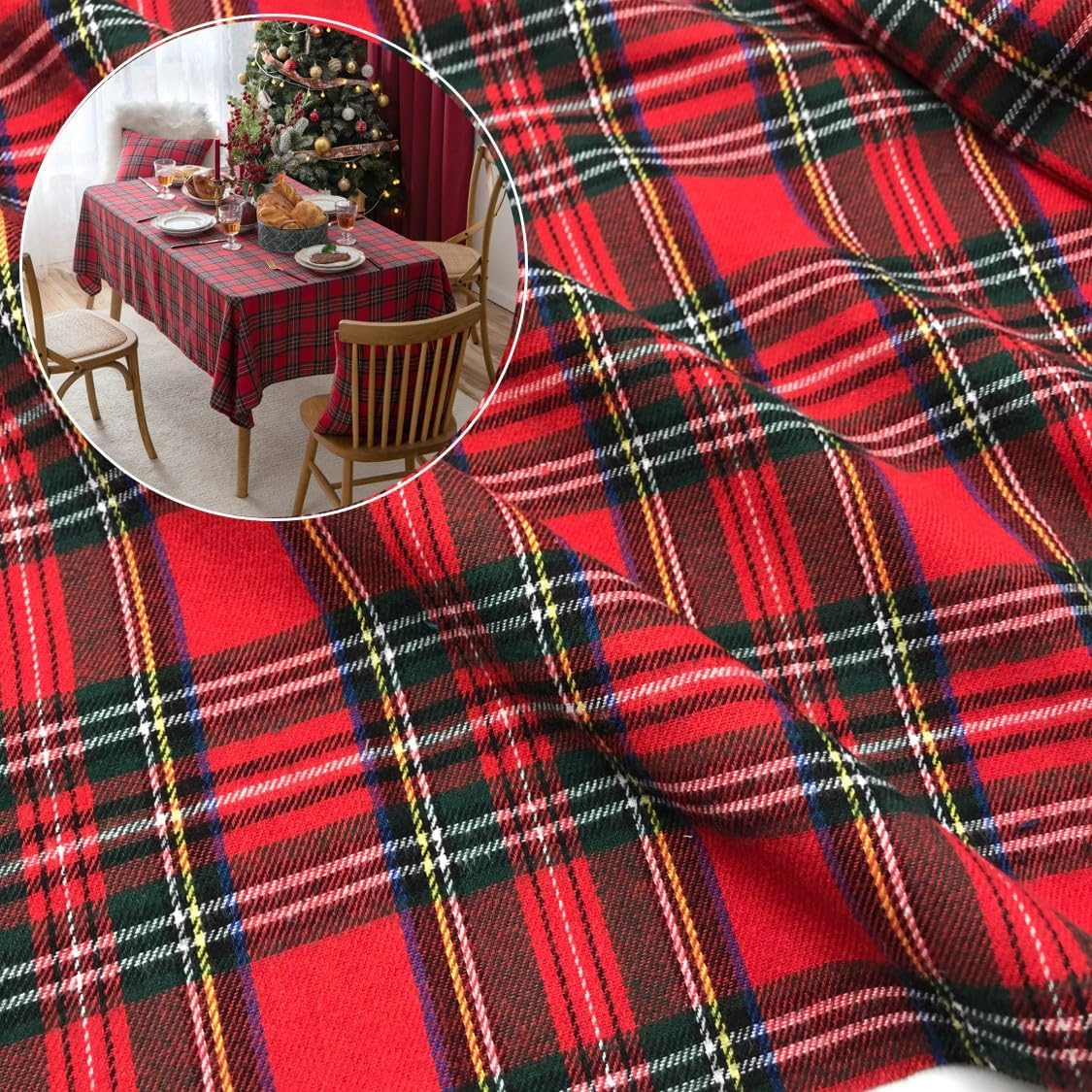 Christmas Plaid Fabric for DIY - Flannel Shirt Lined recension och pris